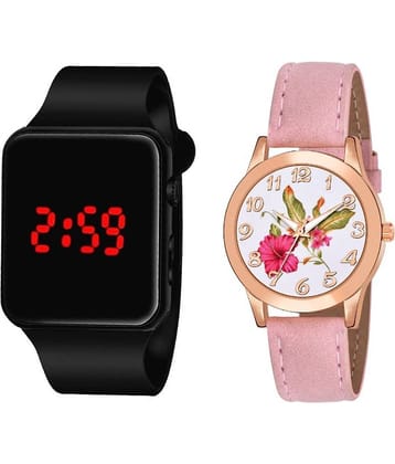 DECLASSE - Pink Leather Analog-Digital Couple's Watch
