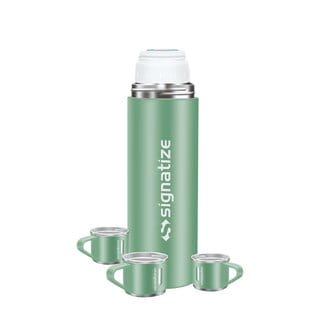 Signatize Coffee Thermos Stainless Steel Vacuum Flask with 3 Steel Cup, 500ml/16.9oz Insulated Bottle with Cup - Green