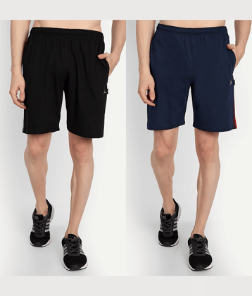 Zeffit - Multicolor Cotton Blend Men's Shorts ( Pack of 2 )