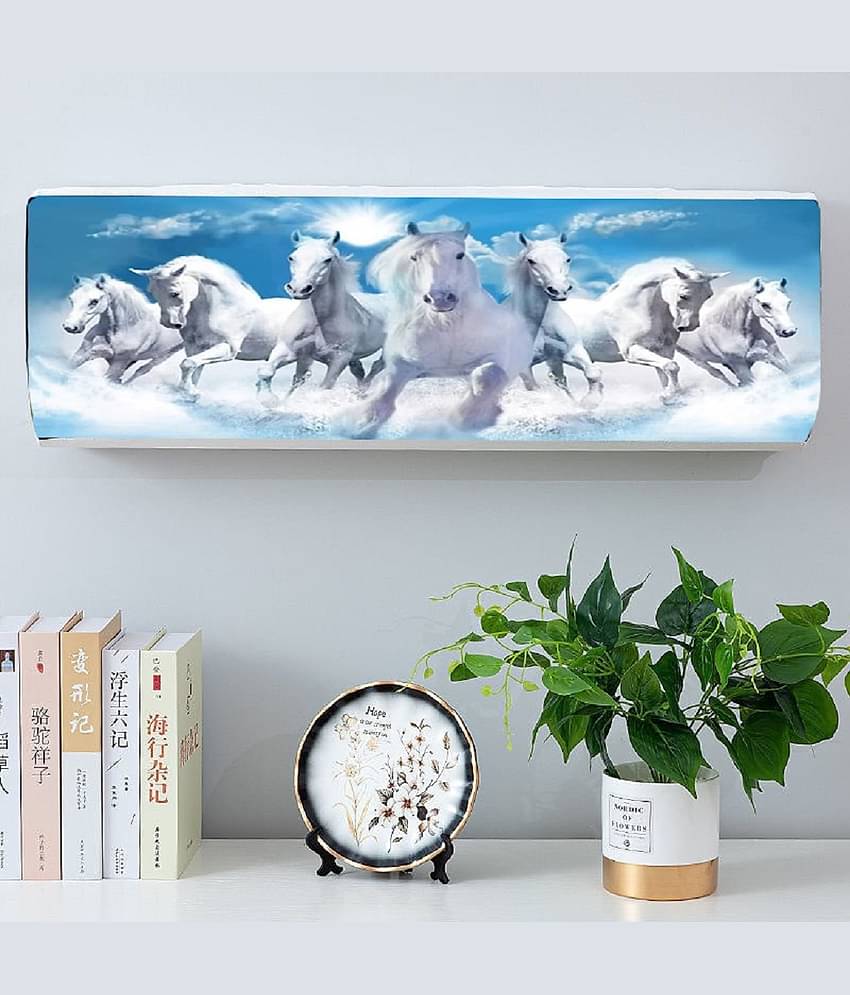 Sahaj Creation Single Poly-Cotton Blue AC Cover for 1.5 Ton Split AC