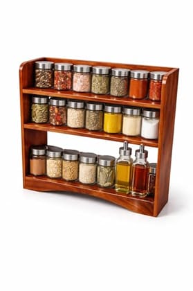 Marble Brown MDF Kitchen Storage Rack for Countertop Organization Jars & Containers Size cm