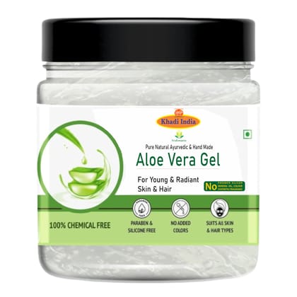 Khadi 100% Pure & Natural Aloe Vera Skin & Hair Gel, 100% Herbal, 400g, with Vitamin E & Natural Emollients, Paraben Free 400gm With Vit B3, E And Pro-Vit B5 Khadi 100% Pure & Natural Aloe Vera Skin & Hair Gel, 100% Herbal, 400g, with Vitamin E & Natural