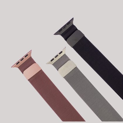 iWatch Melanese Mesh Strap Black & Rose Pink (Combo) - SELECT MM- WrapCart iWatch Melanese Mesh Strap Black & Rose Pink (Combo) - SELECT MM- WrapCart - 42/44/45/49 mm