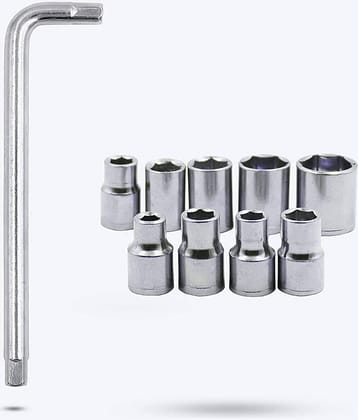 Aldeco 10Pieces Hex Socket Spannar Set with Carry Box for Automobiles/Bike/Car Repair Tools Kit Socket Set (Pack of 10).