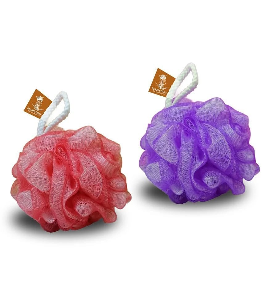 Majestique Twin Bath Shower Mesh Loofah BA207, Soft Body Loofah (Assorted Color)