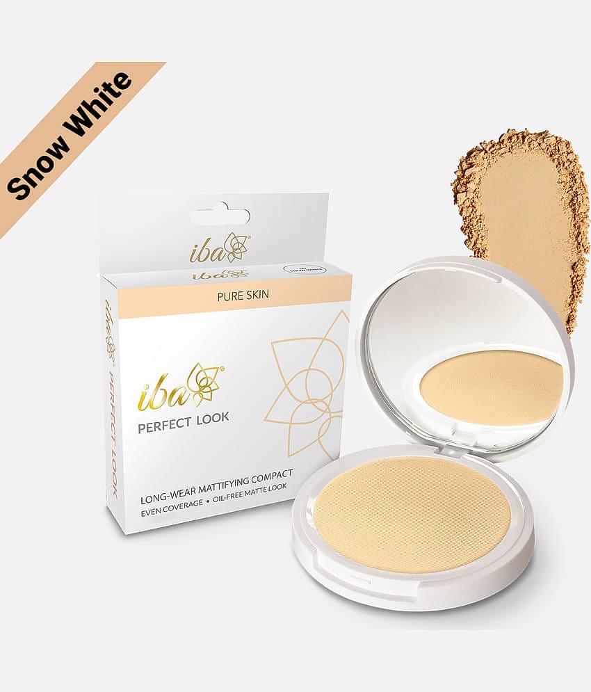 Iba Perfect Look Long Wear Mattifying Compact, Snow White, 9g , Oil Free Fresh Look Matte Finish, (Pack of 1)
