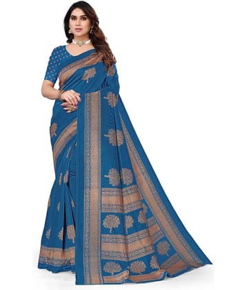 Kanooda Prints Art Silk Printed Saree With Unstitched Blouse Piece ( Multicolor )
