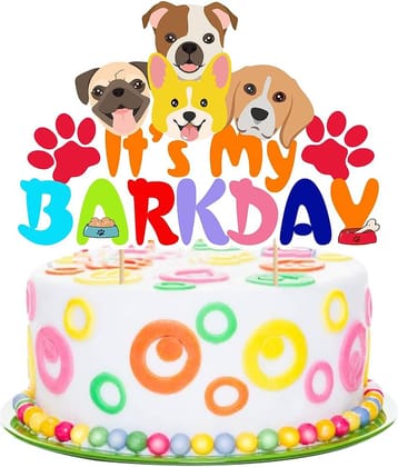 Zyozi Puppy Dog Birthday Party Cake Decoration Dog Face Happy Birthday Cake Topper for Dog Theme Party Baby Shower Supplies
