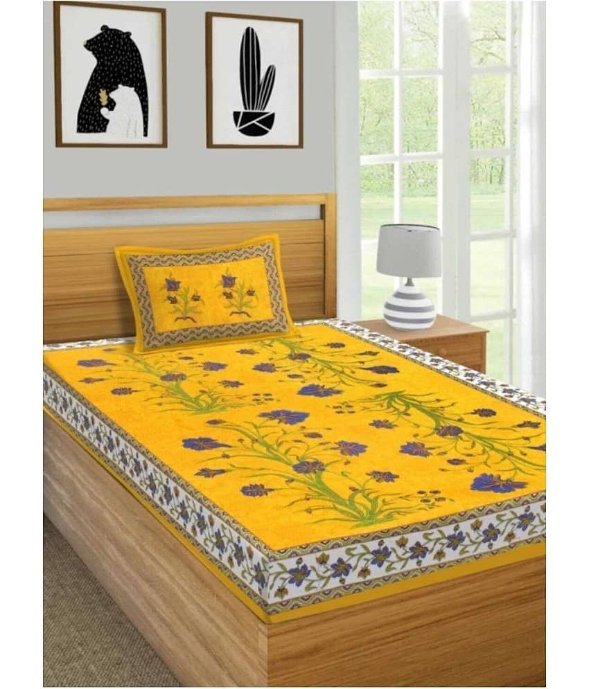 Cosito Cotton 1 Single Bedsheet with 1 Pillow Covers ( Multicolor )