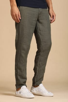Lenovo - 100% Linen Trouser - Green-S-30 / GREEN