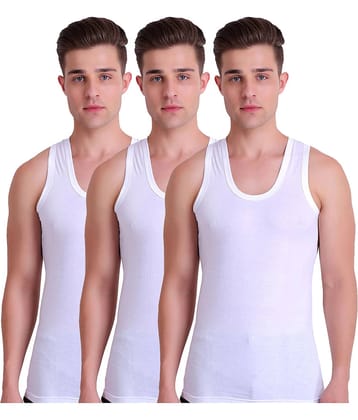 TT Pack of 3 Cotton Sleeveless Vest For Men ( White )