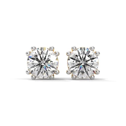 Mira 1 carat each Solitaire Silver Studs | 22KT Gold Vermeil-Yellow Gold