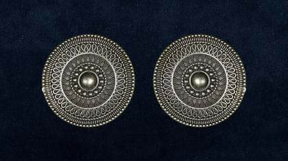 Bilasita Navatari Collection Oxidised Stud Earrings | Vintage Ethnic Charm | Festive & Ethnic Wear