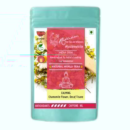 CALMING Chamomile Flower Decaf Tisane - Decaf Infusion for Restful Sleep & Calm (50 gm - Makes 25 Cups of Tea) by M/S RADHIKAS FINE TEAS AND WHATNOTS
