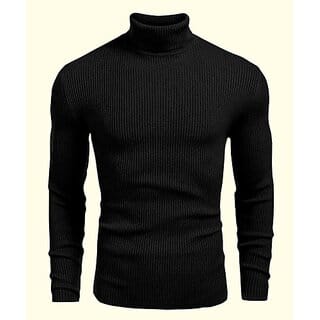 Fashlook Solid High Neck Pure Cotton Casual Black Full Sleeve T-Shirt For Mens
