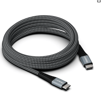 Lapster Rapidzz 60W Fast Charging 1M Braided Type C to Type C Cable for Smartphones, Tablets, Laptops & other Type C devices, PD Technology, 480Mbps Data Sync-Black