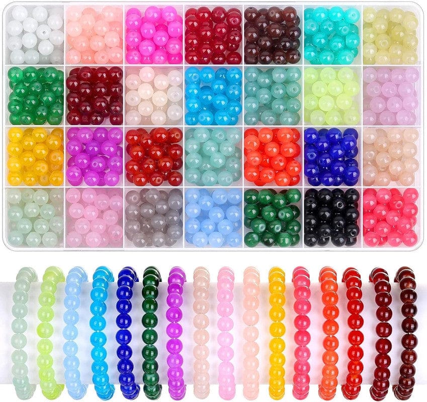 700 Piecess Glass Beads for Jewelry Making, 28 Colors 8mm Crystal Beads Bracelet Making Kit for Bracelet Jewelry Making and DIY Crafts, BMIX-022