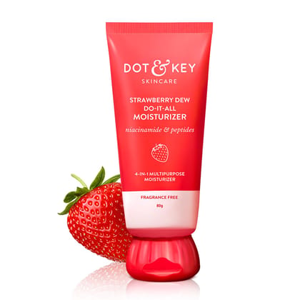 Dot & Key Strawberry Brightening Moisturizer | Niacinamide, Peptides & Hyaluronic Acid, Non-sticky, Brightens Skin, Intense Moisturization | Non-Comedogenic & Fragrance Free, Lightweight | 80g Dot & Key Strawberry Brightening Moisturizer | Niacinamide, P