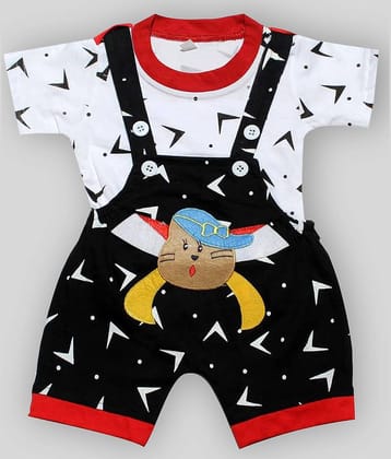 Babeezworld Pack of 1 Baby Girls Cotton Dungarees ( Blue & Red )