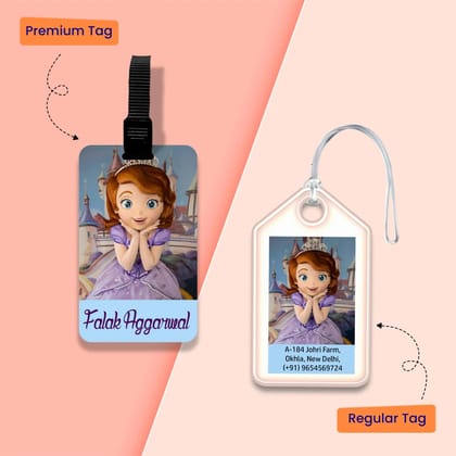 Personalized Bag Tags for Kids - Set of 5 - Princess Sophie Design-Regular Bag Tags