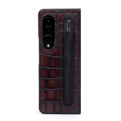 Samsung Galaxy Dark Brown Deep Cut Leather Mobile Cover By Brune & Bareskin-Fold 2