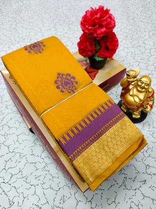 Elegant Floral Print Cotton Sarees