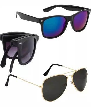 Elligator Multicolor Rectangular Sunglasses ( Pack of 3 ) - Medium