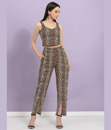 Rigo Women Printed Top With Trousers Co-Ord Set ( White )