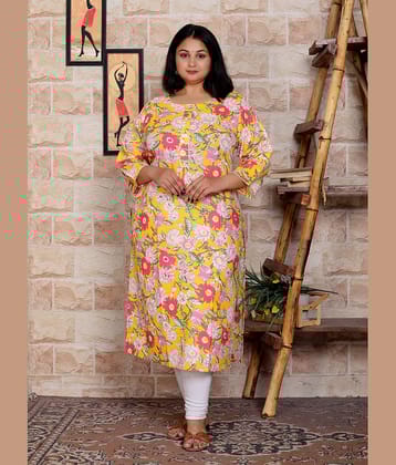 JC4U Cotton Blend Printed Straight Women's Kurti - Green ( Pack of 1 )