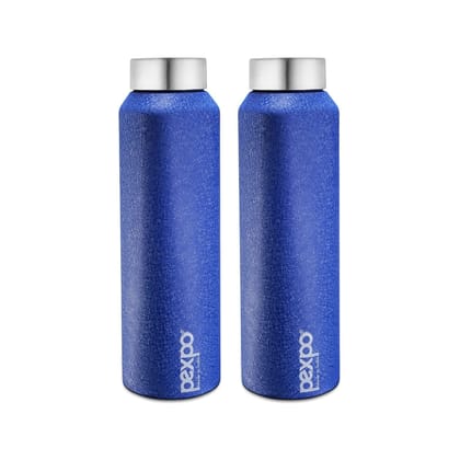 PEXPO Stainless Steel Fridge Water Bottle, 1000 ml, Pack Of 2, Blue, Vertigo | Eco-Friendly Water Bottle Suitable For Adults & Kids