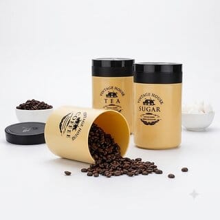(Set of 3) Glory matt Design Tea, Sugar  Coffee Container  Storage Jar for Kitchen Can be used for multipurpose 800 ML each (Brown)