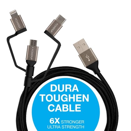 POWERUP 3IN1 Cable USB A to Micro USB | Type C | Lightning 1.5 Mtr / 150 cm