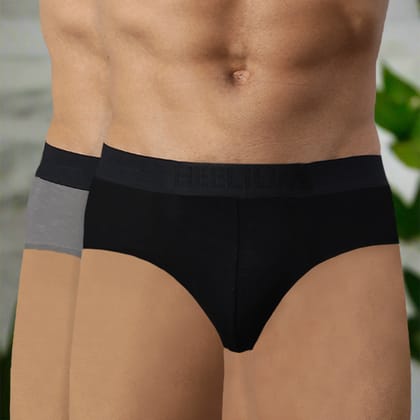 Bamboo Underwear Brief for Men - Pack of 2-Black | Grey / Medium - 80-85 cm I 32-34 in