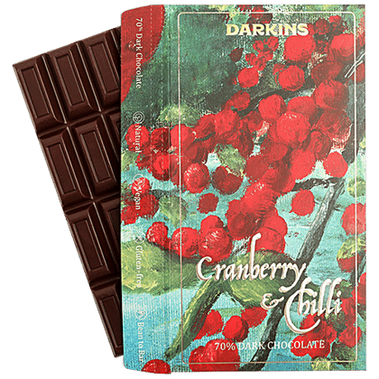 Darkins 70% Artisanal Dark Chocolate With Cranberry & Bhut Jholokia Chilli, 65 g