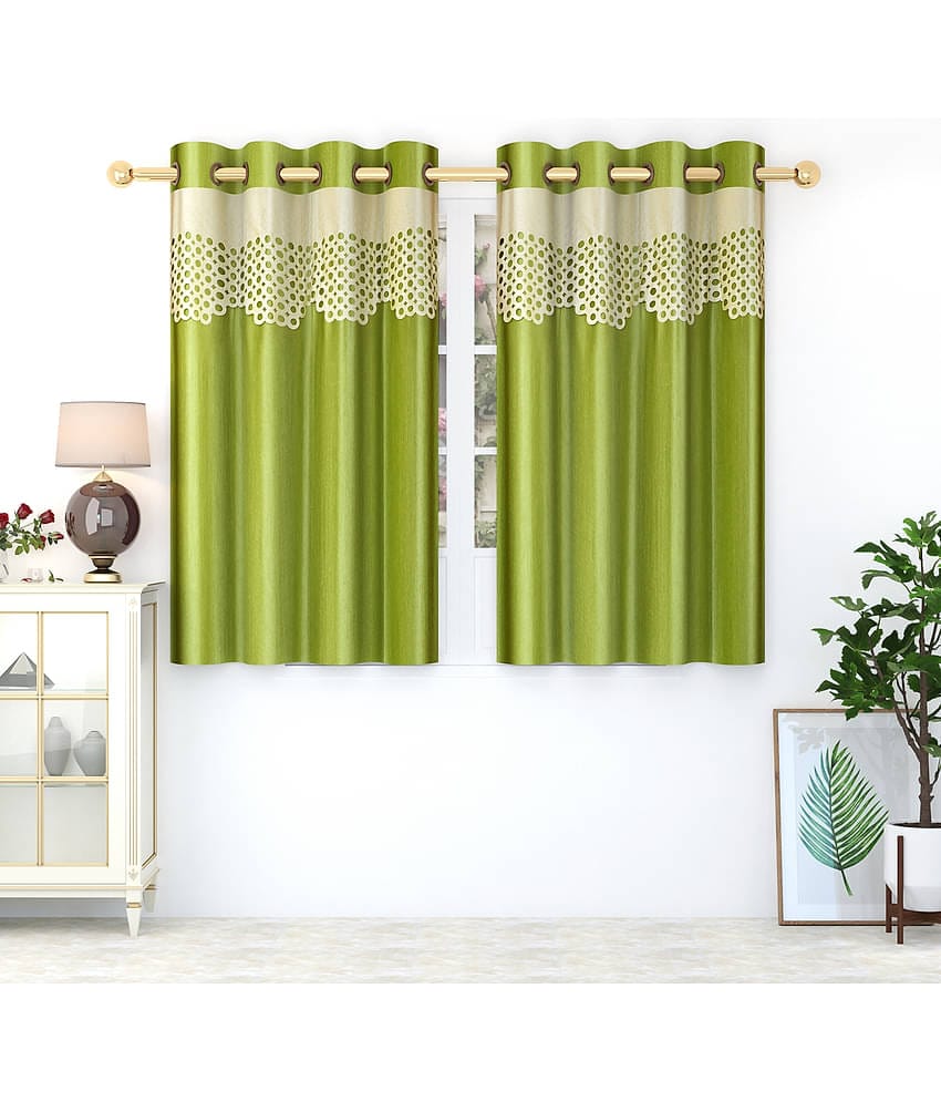 Homefab India Solid Blackout Eyelet Window Curtain 5ft (Pack of 2) - Green