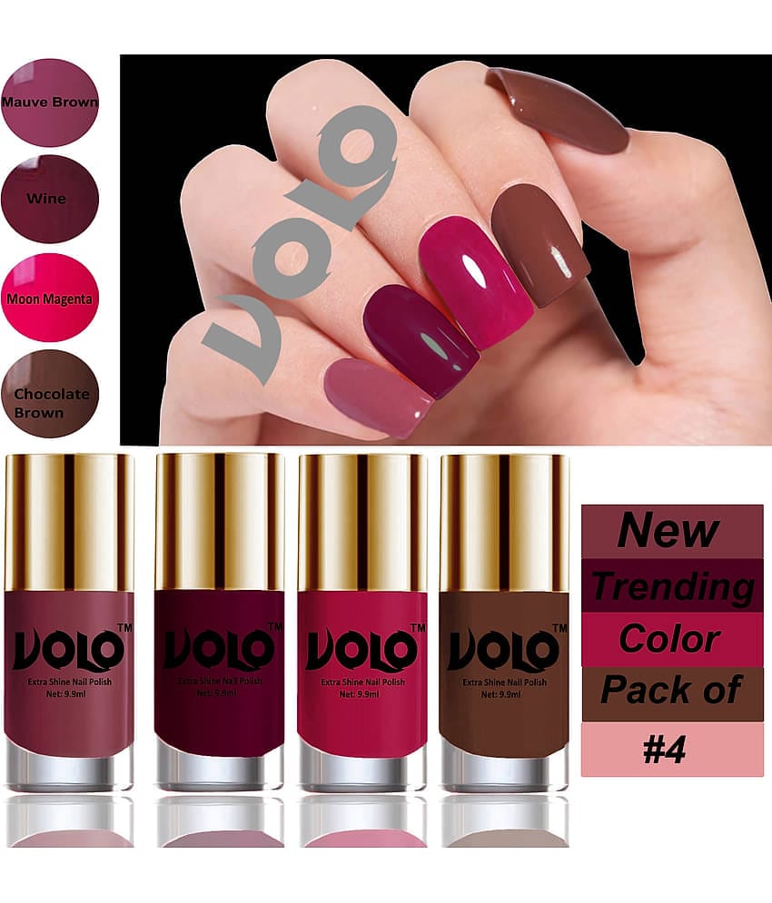 VOLO Grand Shine lasting High Definition Nail Polish Multi Glossy Pack of 4 39 mL