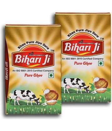 Bihari ji Pure Ghee for Better Digestion and Immunity 500ml tetra-2 Ghee 500 mL Pack of 2