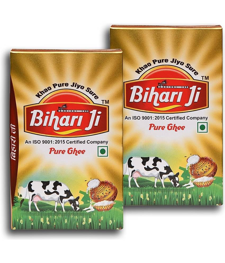 Bihari ji Pure Ghee for Better Digestion and Immunity 500ml tetra-2 Ghee 500 mL Pack of 2