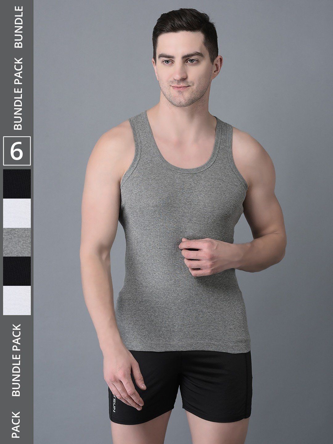 Men's Pack of 6 Solid Combed Cotton Vest