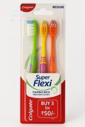 Colgate Super Flexi Toothbrush  Medium Bristles (Pack of 3)
