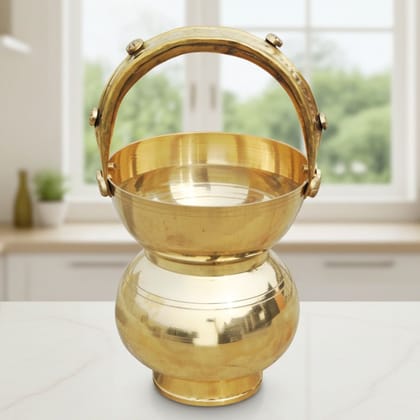 Brass Kamandal 1.4 Ltr � Religious Water Pot for Abhishek, Height : 10.5 Inch (ZMAS129 D)