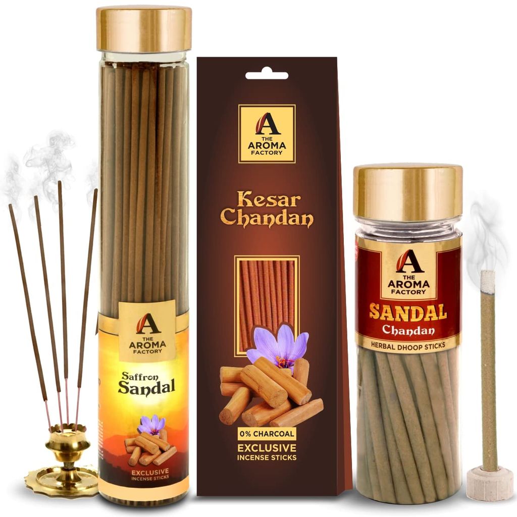 The Aroma Factory Agarbatti for Pooja, Incense Sticks, Charcoal Free & Low Smoke Agarbatti with Essential Oils & Natural Fragrance 30Sticks X 1Packet