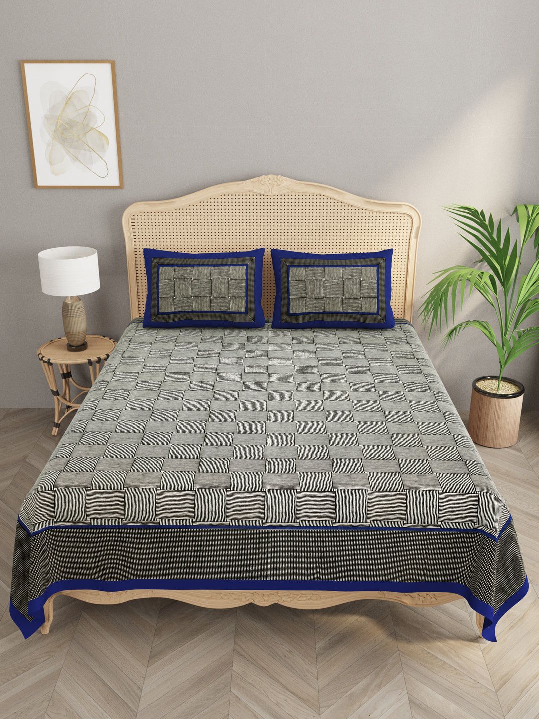 Cotton Double King Bedsheet with 2 Pillow Covers-Ethnic Motifs / Double King (90X108 Inches) / Regular