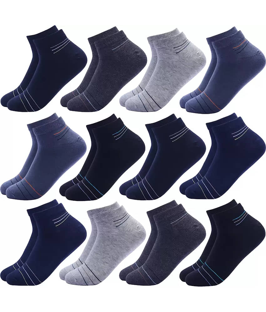 Broen - Cotton Men's Striped Multicolor Ankle Length Socks ( Pack of 12 )
