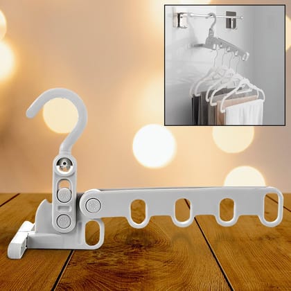 DHRUVINSRI 5 Holes Foldable Clothes Hanger, Travel Clothes Organiser, Multifunctional Clothes Hanger, Space-Saving wall Holder, Clothes Rack, Robust for Travel, Indoors.