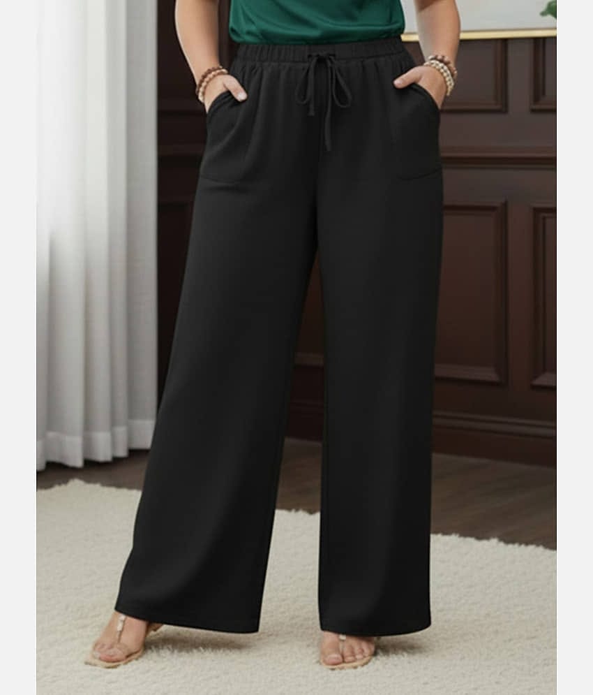 DTR FASHION Women Cotton Wide Leg Trousers ( Black )