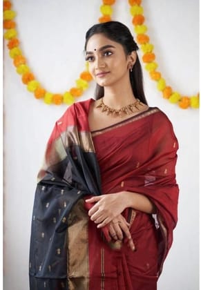 Women's Cotton Printed Saree With Unstitched Blouse 5.5Mtr (Red)-PID60230