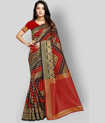 NENCY FASHION Silk Blend Printed Saree With Unstitched Blouse Piece ( Multicolor )