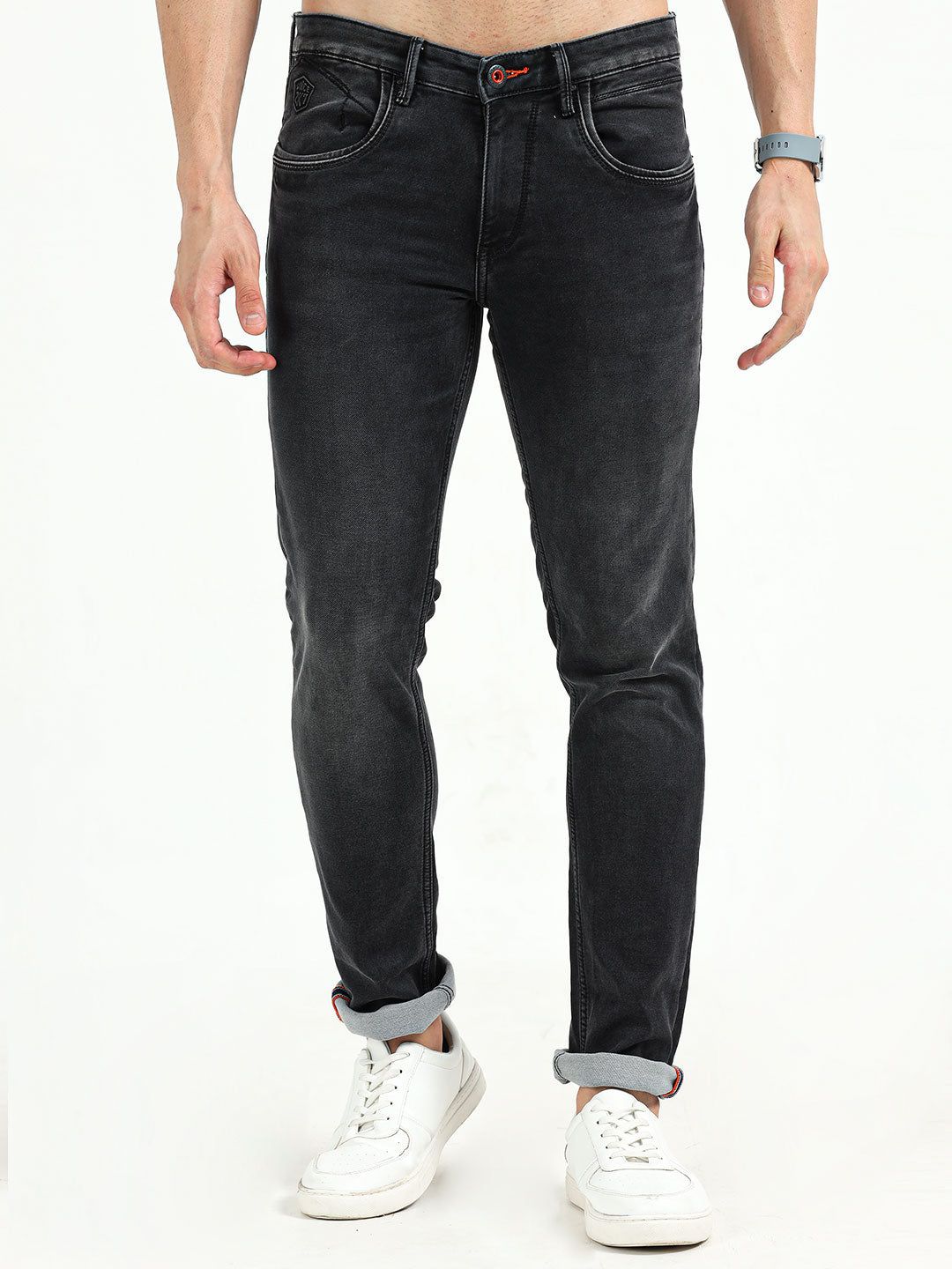 Men's Knitted Black Stretchable Slim Fit Jeans | Rick Rogue-28