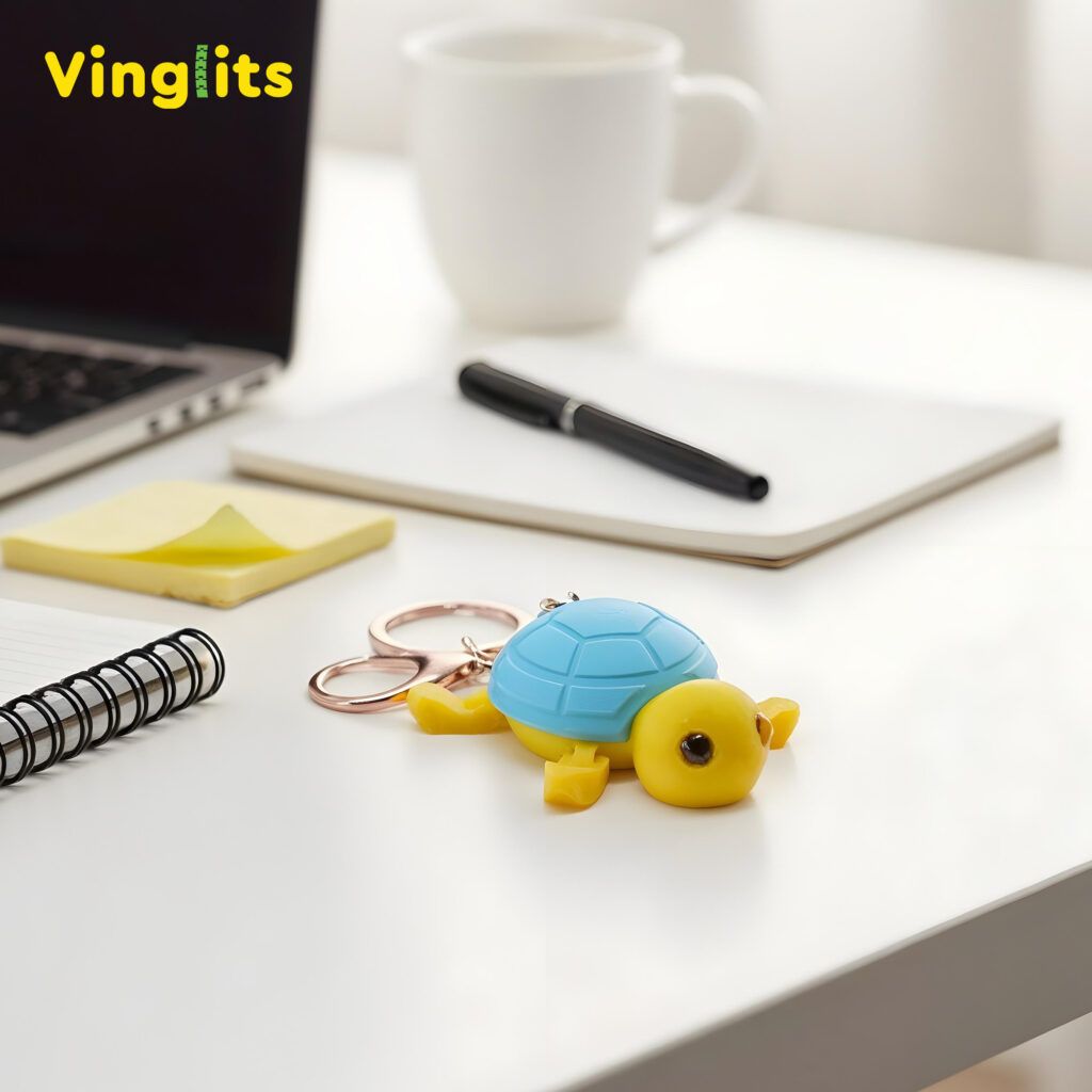 Vinglits Bugsy & Scaly 3D Printed Keychains – Articulated Animal Toys, Pocket-Friendly Keyrings, Stress Relief Desk Toys for Kids & Adults, Collectible Accessories (Turtle - Guddu, Medium)